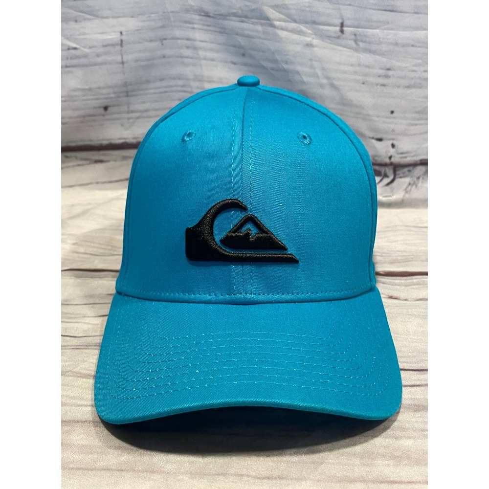 Quiksilver New Era 39THIRTY Cyan Blue Stretch Fit Hat Mens Medium Large Cap